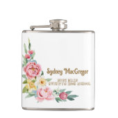 Weißer Flasche mit rosafarbenem Abschluss Flachmann (Vorderseite)