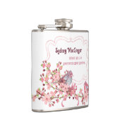 Weißer Flasche mit Wrap um Vögel Apfelblüten Flachmann (Rechts)