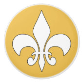 Weißer Fleur-de-Lis-Keramik Keramikknauf (Vorderseite)