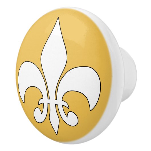 Weißer Fleur-de-Lis-Keramik Keramikknauf (Rechts)