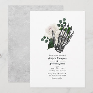 Weißer Floral Gothic Hochzeits-QR-Code Einladung