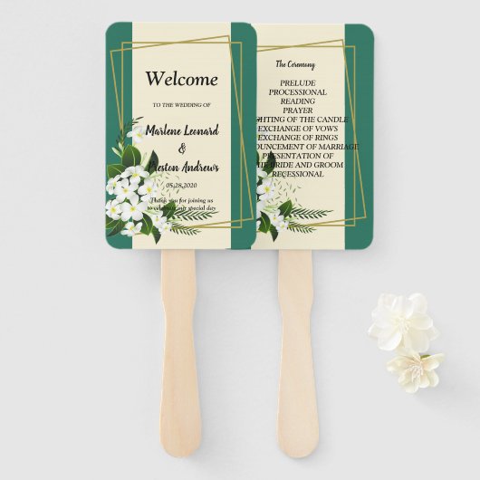 weißer, floraler und eleganter geometrischer Rahme Fächer (Vorne und Hinten)