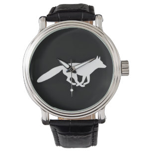 Weißer Fox-Silhouette Armbanduhr