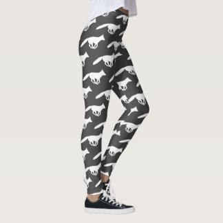 Weißer Fox-Silhouette-Muster Leggings