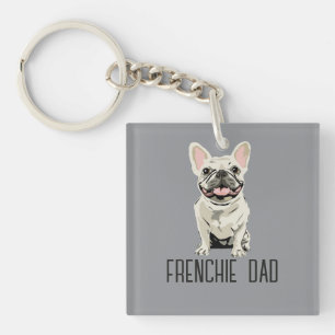 Weißer Französische Bulldogge, Frenchie Vater Schlüsselanhänger