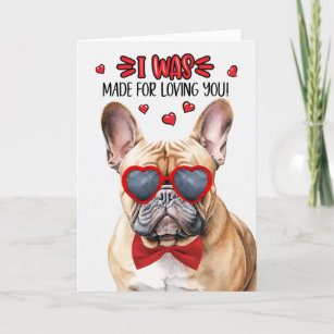 Weißer französischer Bulldogge Made for Love You V Feiertagskarte
