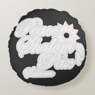 Weißer Frieden Shalom Typografie Kunst Rundes Kissen