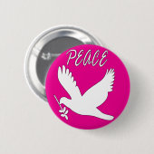 weißer Friedenstaubenknopf Button (Vorne & Hinten)