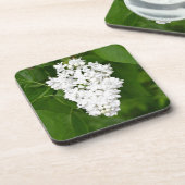 Weißer Frühlingslilab Getränkeuntersetzer (Linke Seite)