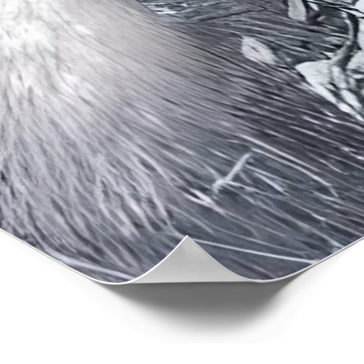 Weißer Fuchs im weißen Wald | AI Art Poster (Ecke)