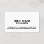 Weißer Fußballhelm, Fußball, Fußball-Trainer Visitenkarte (Rückseite)