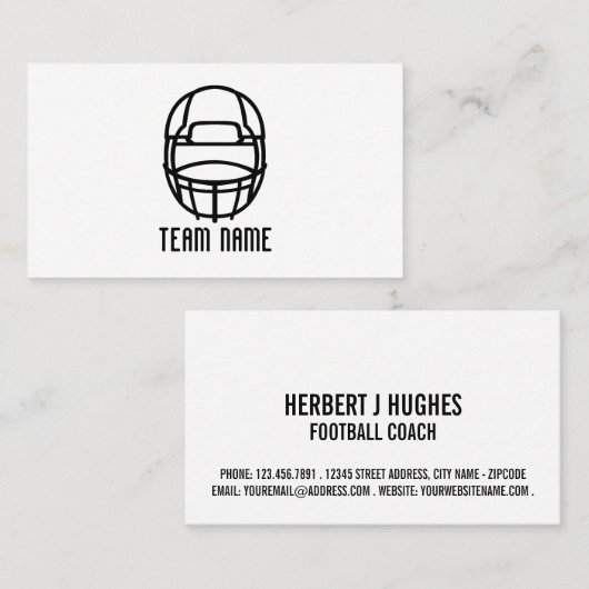 Weißer Fußballhelm, Fußball, Fußball-Trainer Visitenkarte (Vorne/Hinten)