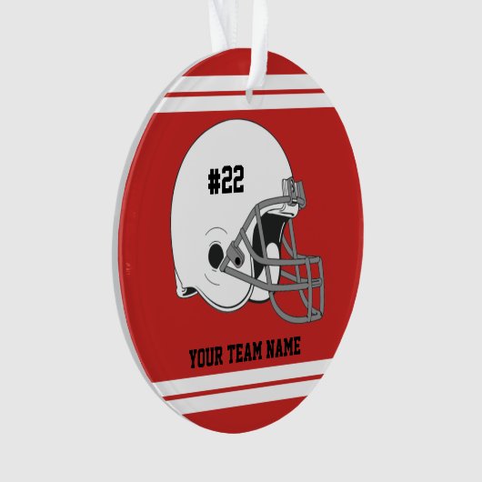 Weißer Fußballhelm | Red Jersey Ornament (Vorderseite)