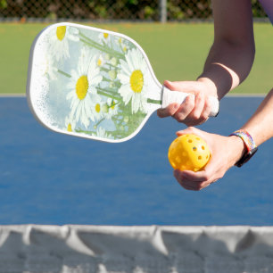 Weißer Gänseblümchen-Garten Pickleball Schläger