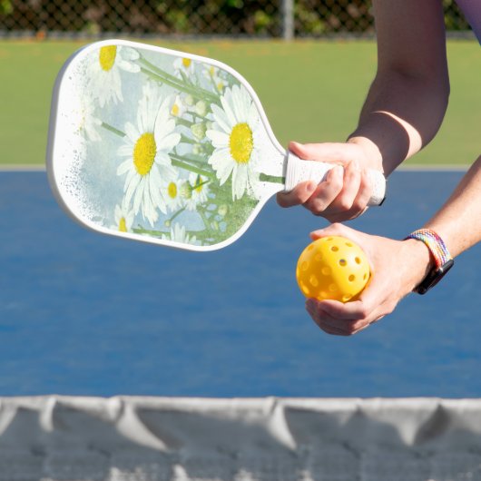 Weißer Gänseblümchen-Garten Pickleball Schläger (InSitu)