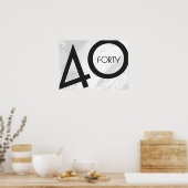 Weißer Geburtstag 40 Jahrzehnt Poster (Küche)