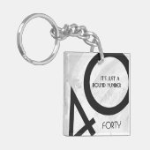 Weißer Geburtstag 40 Jahrzehnt Schlüsselanhänger (Vorderseite links)