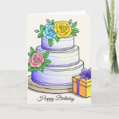 Weißer Geburtstag Cake Happy Geburtstag Karte (Vorderseite)