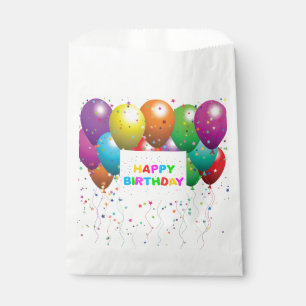 Weißer Gefältbeutel/Balloons und Confetti Geschenktütchen