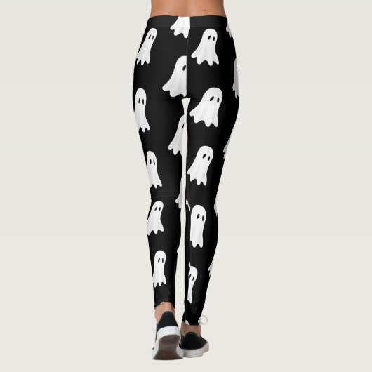 Weißer Geist, auf schwarzem Hintergrund. Leggings (Rückseite)