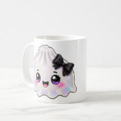 Weißer Geister-Dumpling-Squishy Halloween Schwarz Kaffeetasse (Vorderseite Links)