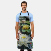 Weißer, gelber blühender Lotus Schürze (Getragen)