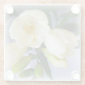 weißer gelber Freesia Glasuntersetzer (Rückseite)