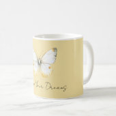 Weißer Gelber Schmetterling Kaffeetasse (VorderseiteRechts)