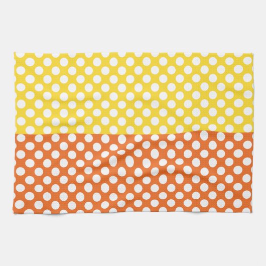 Weißer, gelber und orangefarbener Polka-Punkt Geschirrtuch (Horizontal)
