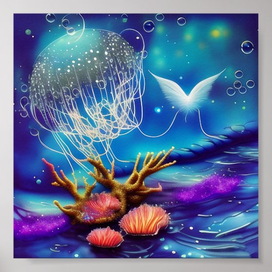 Weißer Gelee im Meer Poster (Vorne)