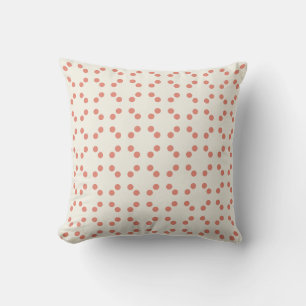 Weißer geometrischer Druck mit roten Polka-Punkten Kissen