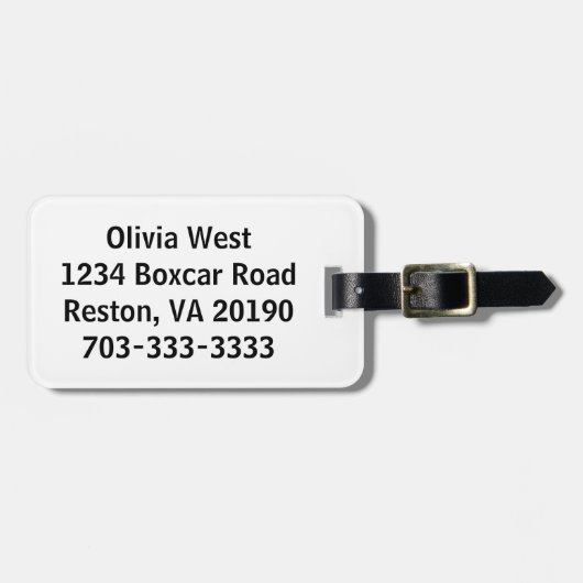 Weißer Gepäck-Taschen-Umbau Gepäckanhänger (Vorderseite horizontal)