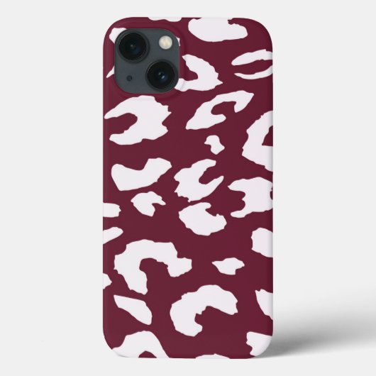 WEIßER GEPARD-DRUCK PHONETUI - BURGUNDER-HINTERGRU Case-Mate iPhone HÜLLE (Rückseite)