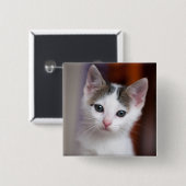 Weißer gepunkteter Kitty Button (Vorne & Hinten)