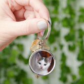 Weißer gepunkteter Kitty Schlüsselanhänger (Hand)