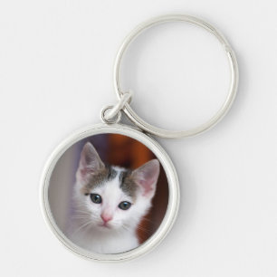 Weißer gepunkteter Kitty Schlüsselanhänger