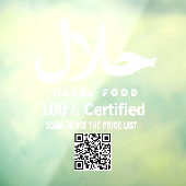 Weißer Geschäfts-QR-Code Halal Fensteraufkleber (Blatt 3)