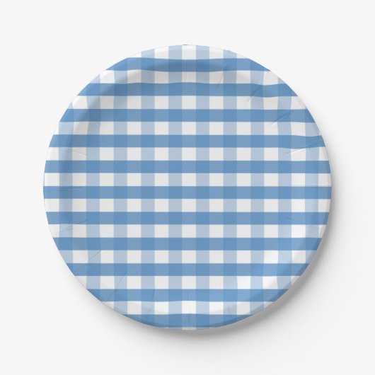 Weißer Gingham-Papierteller Pappteller (Vorderseite)