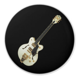 Weißer Gitarren-Schwarz-Hintergrund-Griff Keramikknauf