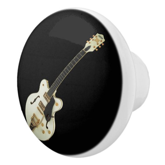 Weißer Gitarren-Schwarz-Hintergrund-Griff Keramikknauf (Rechts)