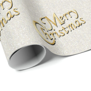 Weißer Glittery Confetti-frohe Weihnachten Geschenkpapier