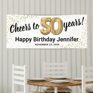 Weißer Glitzer 50. Geburtstag Banner