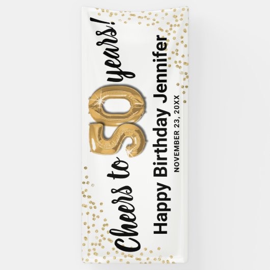 Weißer Glitzer 50. Geburtstag Banner (Vertikal)