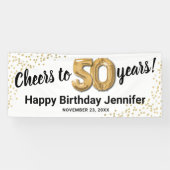 Weißer Glitzer 50. Geburtstag Banner (Horizontal)