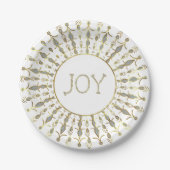 Weißer Glitzer Abstrakt Weihnachten Schneeflocken Pappteller (Vorderseite)