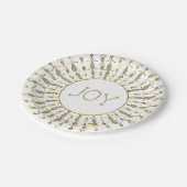 Weißer Glitzer Abstrakt Weihnachten Schneeflocken Pappteller (Schrägansicht)