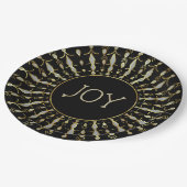 Weißer Glitzer Abstrakter Weihnachtsschneeflockenp Pappteller (Schrägansicht)