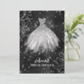 *~* weißer Glitzer-Brautkleiderbrautkleiderdusche Einladung (Stehend Vorderseite)