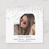 Weißer Glitzer | FOTO | Soziale Medien | QR-Code Quadratische Visitenkarte (Vorderseite)