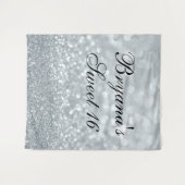 Weißer Glitzer Funkelnd Spakle Sweet 16 Party Wandteppich (Vorderseite (Horizontal))